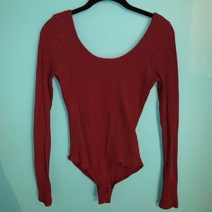 Maroon Long-Sleeve Body Suit